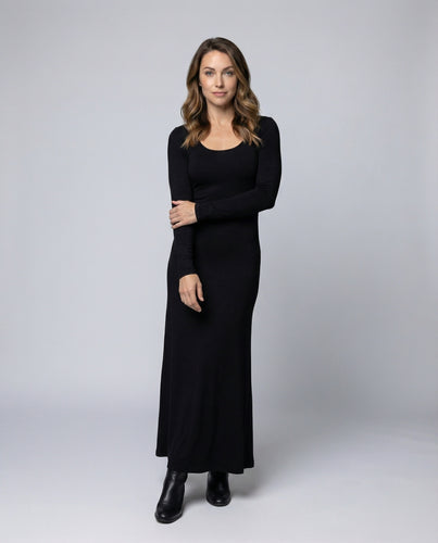 Damen Figurbetonte Lange Jersey Jerseykleid