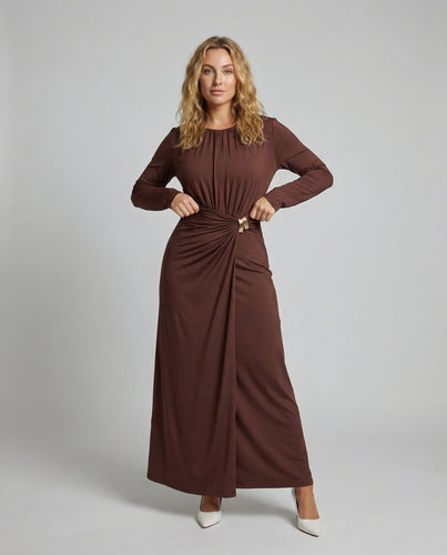 Damen Elegante Geraffte Mischgewebe Abend-Maxikleid