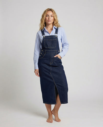 Damen Klassische Latz Denim Jeans-Latzrock