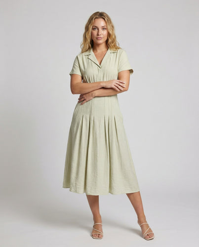 Damen Modische Faltenrock Mischgewebe Midikleid
