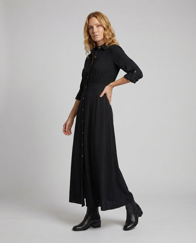 Damen Klassische Taillierte Mischgewebe Hemdblusenkleid