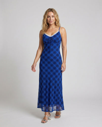 Damen Taillierte Spitzenbesatz Mischgewebe Trägerkleid