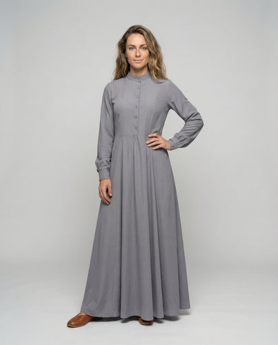 Damen Klassische Empire-Taille Mischgewebe Maxikleid