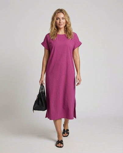 Damen Schlichte Oversize Baumwolljersey Shirtkleid