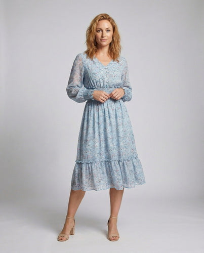 Damen Romantische Stufenvolant Polyester-Mix Stufen-Maxikleid