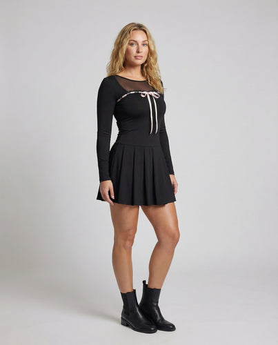Damen Taillierte Satinband Mischgewebe Skaterkleid