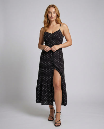 Damen Taillierte Stufenvolant Mischgewebe Maxikleid