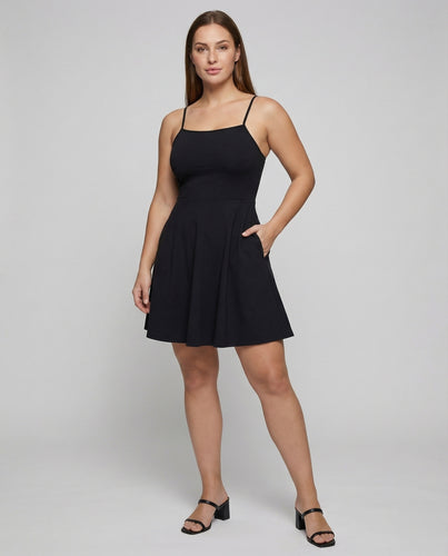 Damen Taillierte A-Linie Mischgewebe Spaghettiträger-Sommerkleid