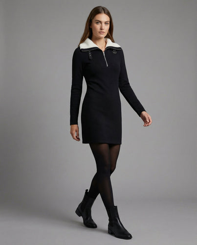 Damen Extravagante Kunstpelzkragen Stretch-Mischung Stretch-Minikleid