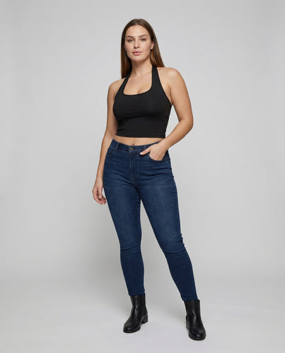 Damen Bauchfreie Breites Nackenband Mischgewebe Haltertop