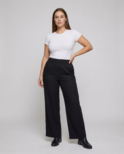 Damen Bodenlange Hoher Komfortbund Mischgewebe Maxi-Relaxhose