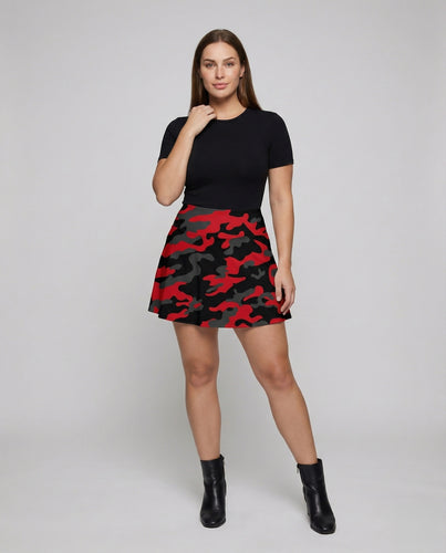 Damen Militärische Wickelsaum Mischgewebe Camouflage-Shortrock