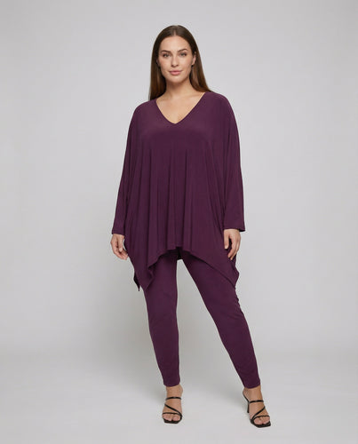 Damen Elegante Drapierte Tunika Mischgewebe Tunika-Leggings-Set