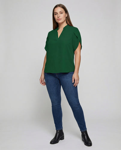 Damen Elegante Stehkragen Chiffon V-Ausschnitt Bluse