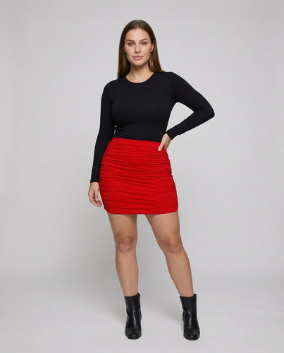 Damen Figurbetonte Geraffte Stretch Stretch-Minirock