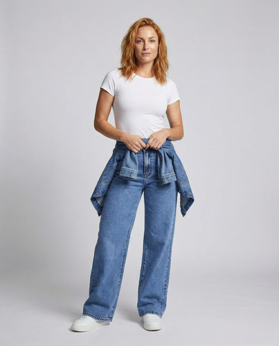 Damen Klassische Wide-Leg Denim Wide-Leg-Jeans