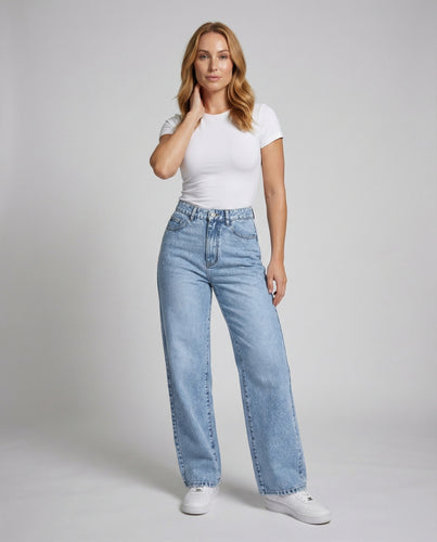 Damen Klassische Extra weites Bein Denim Denim-Palazzohose