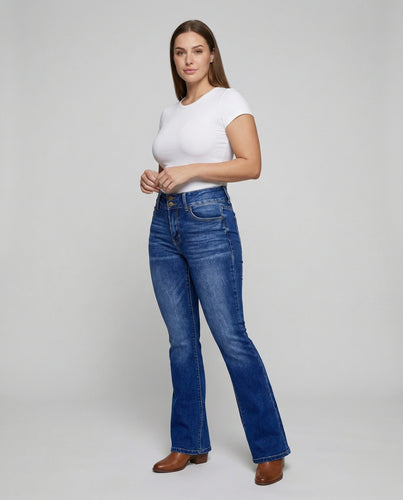 Damen Formgebende Bootcut-Schnitt Denim Bootcut-Jeans