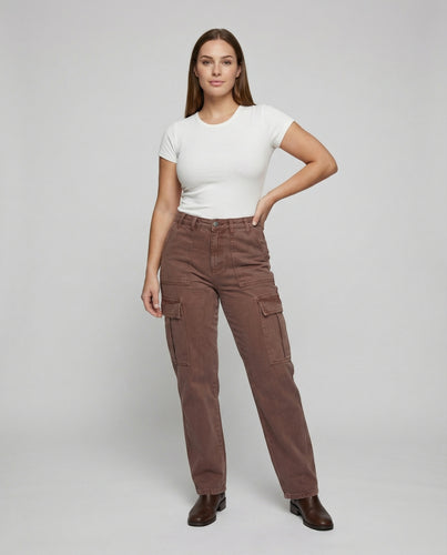 Damen Militärische Pattentaschen Mischgewebe Utility-Cargohose