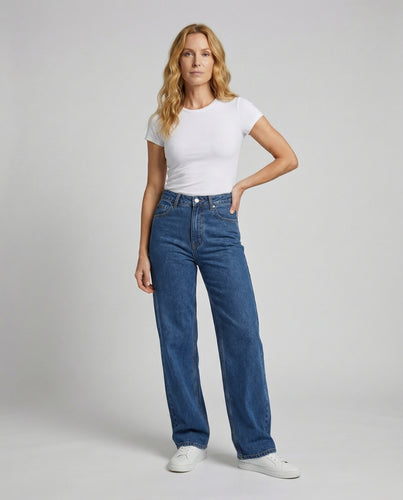 Damen Klassische Gerader Fall Denim Jeans