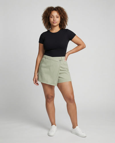 Damen Asymmetrische Wickel-Optik Denim Jeans-Wickelminirock