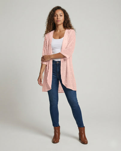 Damen Romantische Pompon-Textur Krepp Krepp-Cardigan