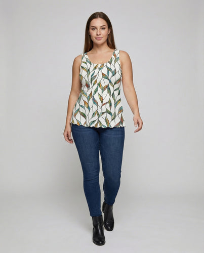 Damen Tropische Blattornamentprint Viskose Viskose-Top