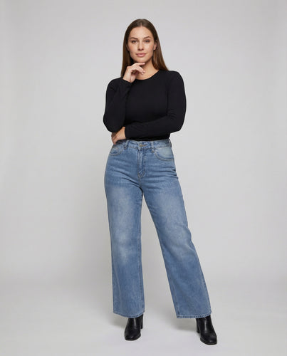 Damen Retro Taillenhoch Denim Denim-Jeans