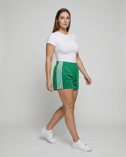 Damen Sportliche Kontraststreifen Mischgewebe Laufshorts