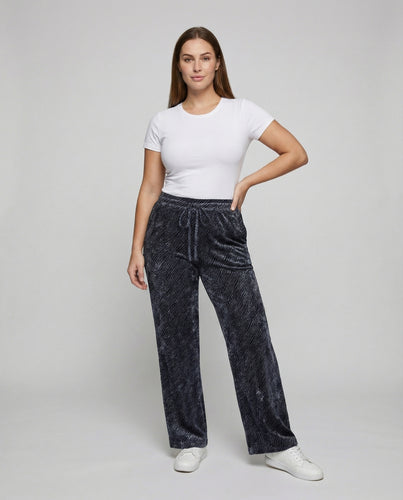 Damen Bequeme Diagonale Struktur Samt-Velours Loungehose