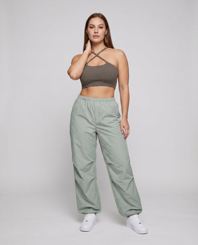 Damen Urbane Verstellbarer Saum Mischgewebe Streetwear-Trainingshose