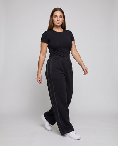 Damen Sportliche Kontrastnähte Sweat Sweatpants