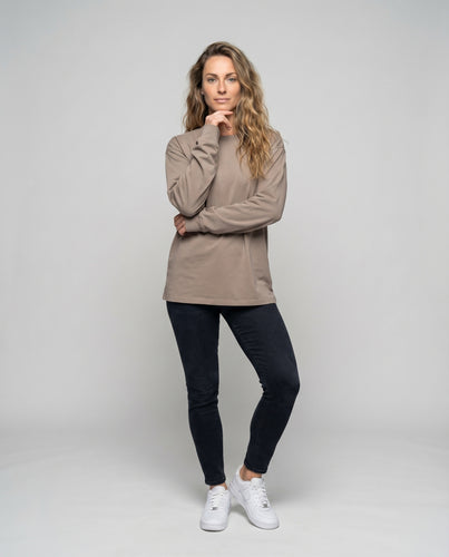Damen Schlichte Abgerundeter Saum Sweat Rundhals-Sweatshirt