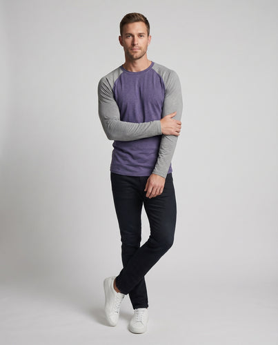 Herren Sportliche Athletische Passform Jersey Raglan-Langarmshirt