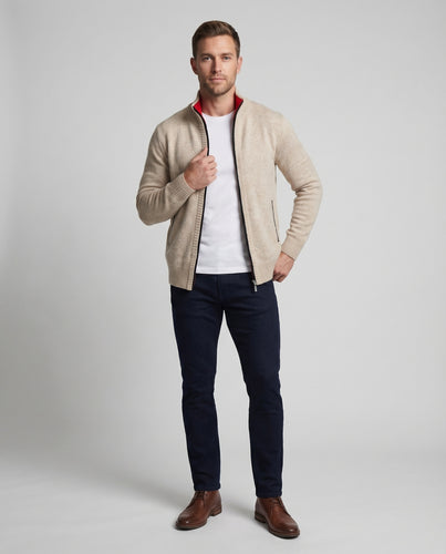 Herren Klassische Kariertes Innenfutter Strick Strickcardigan