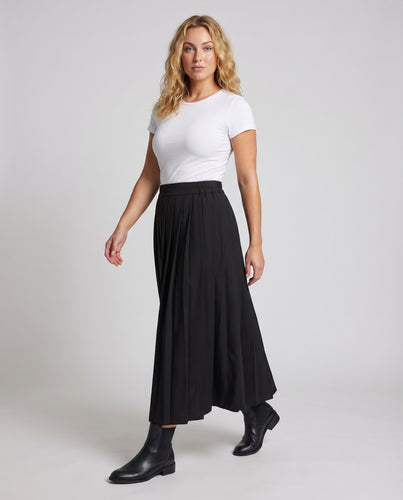 Damen Elegante Feine Kellerfalten Mischgewebe Faltenmaxirock