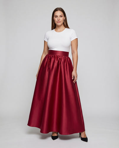 Damen Elegante Hoher Taillenbund Mischgewebe Maxirock