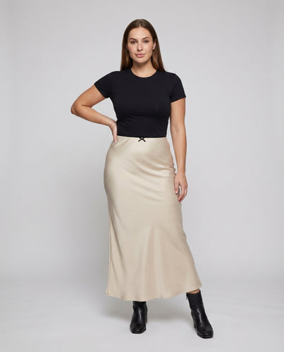 Damen Elegante Schrägschnitt Satin Slip-Rock