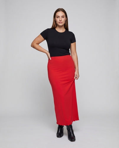 Damen Feminine Welliger Saumabschluss Stretch Stretch-Maxirock