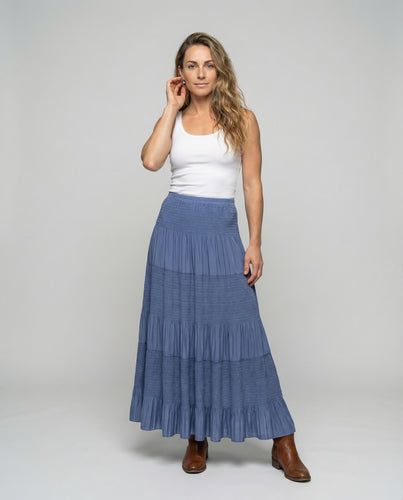 Damen Moderne Semitransparente Crinkle-Optik Mischgewebe Maxi-Lagenrock