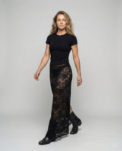 Damen Romantische Florale Spitze Spitze Spitzen-Maxirock