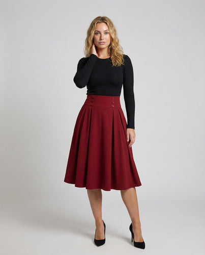 Damen Retro Doppelknopf-Leiste Mischgewebe Swingrock