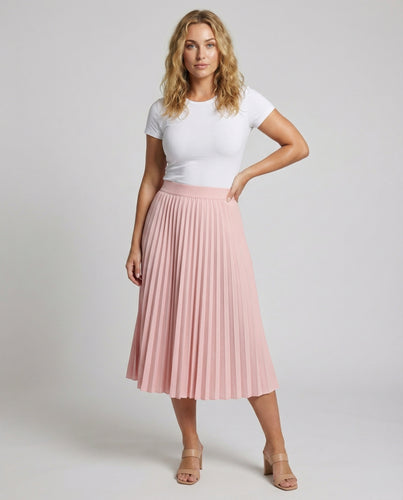 Damen Bequeme Knitterarme Viskosemischung Viskosemischung Plissee-Midirock