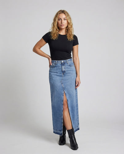Damen Urbane Verstellbarer Saumkordel Denim Denim-Rock