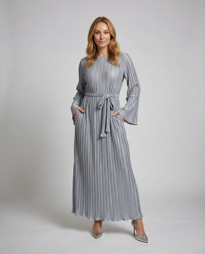 Damen Elegante Schmeichelnde Säulenform Mischgewebe Faltenkleid