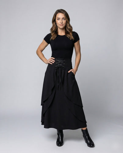 Damen Alternative Asymmetrische Drapierung Mischgewebe Maxi-Rock