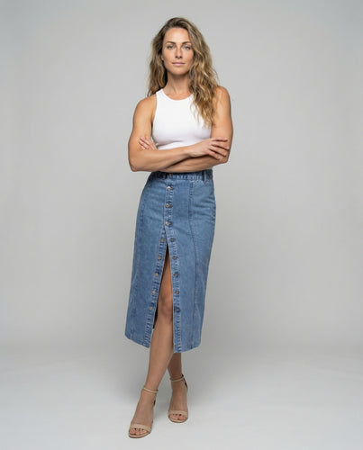 Damen Urbane Hoher Beinschlitz Denim Denimrock