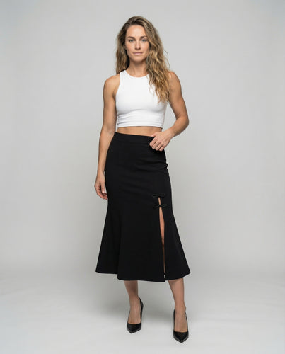 Damen Feminine Fließendes Schößchen Mischgewebe Midirock