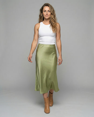 Damen Elegante Fließender Saum Satin Satin-Schrägschnitt-Maxirock