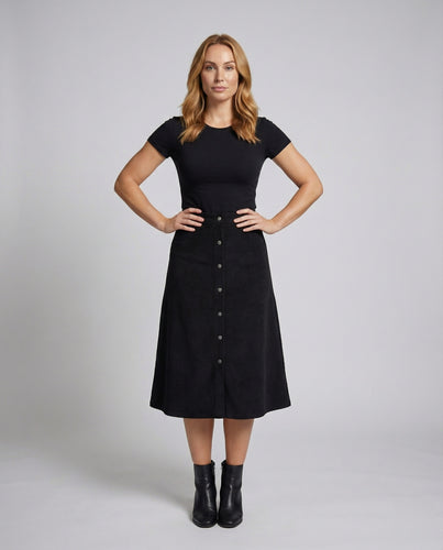 Damen Klassische Schmeichelnde A-Linien-Form Cord Cord-Midirock